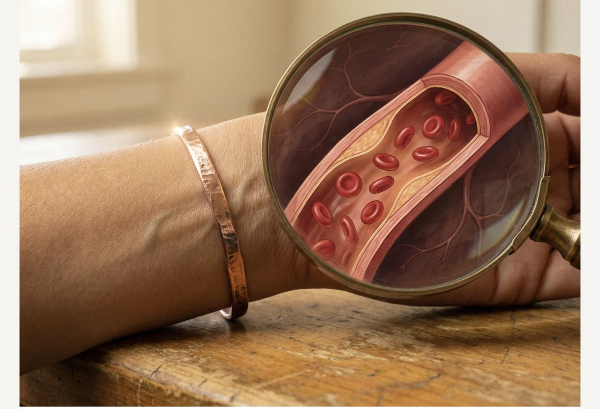 Poignet avec le bracelet, loupe sur l'illustration de la circulation sanguine