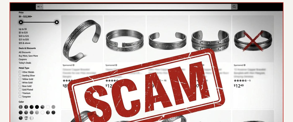 Bijoux « cuivre » bon marché vendus en ligne