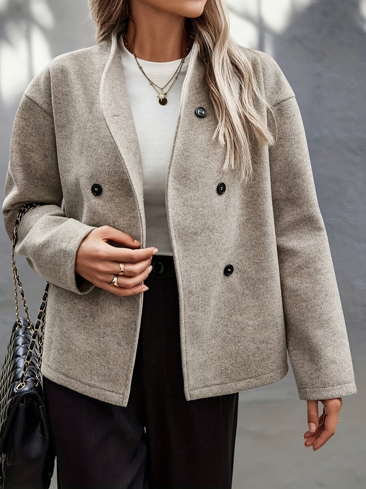 Carine | Manteau caban court chic oversize en laine pour femme