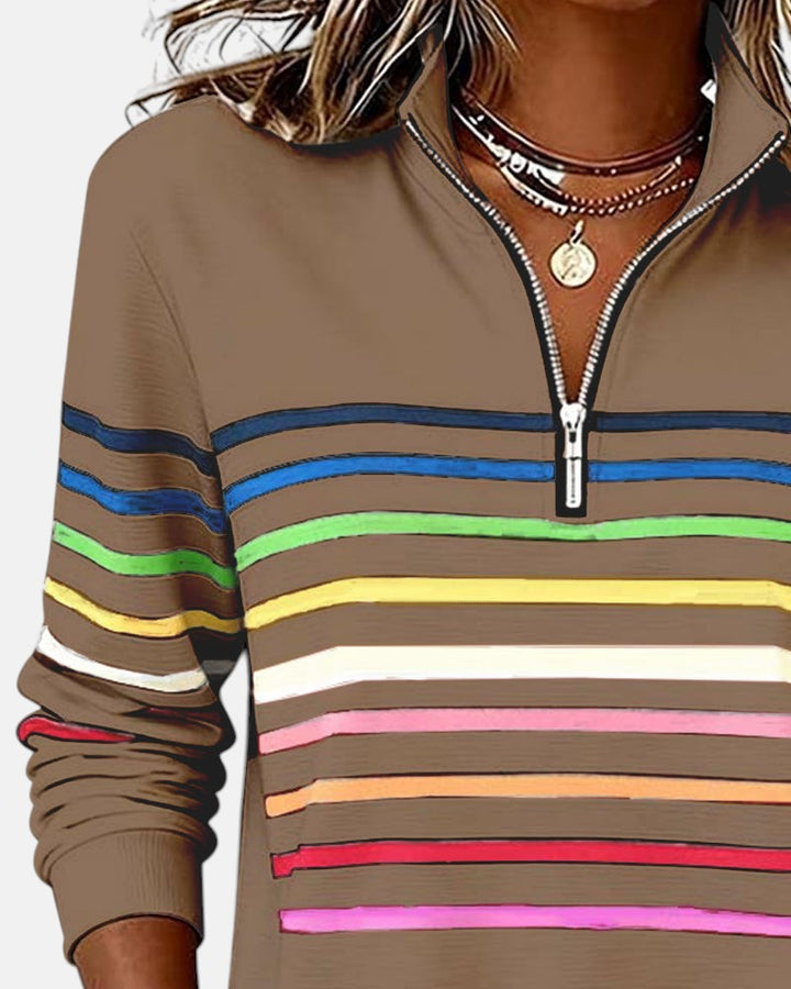 Victoire | Pull rayé à fermeture éclair pour femmes