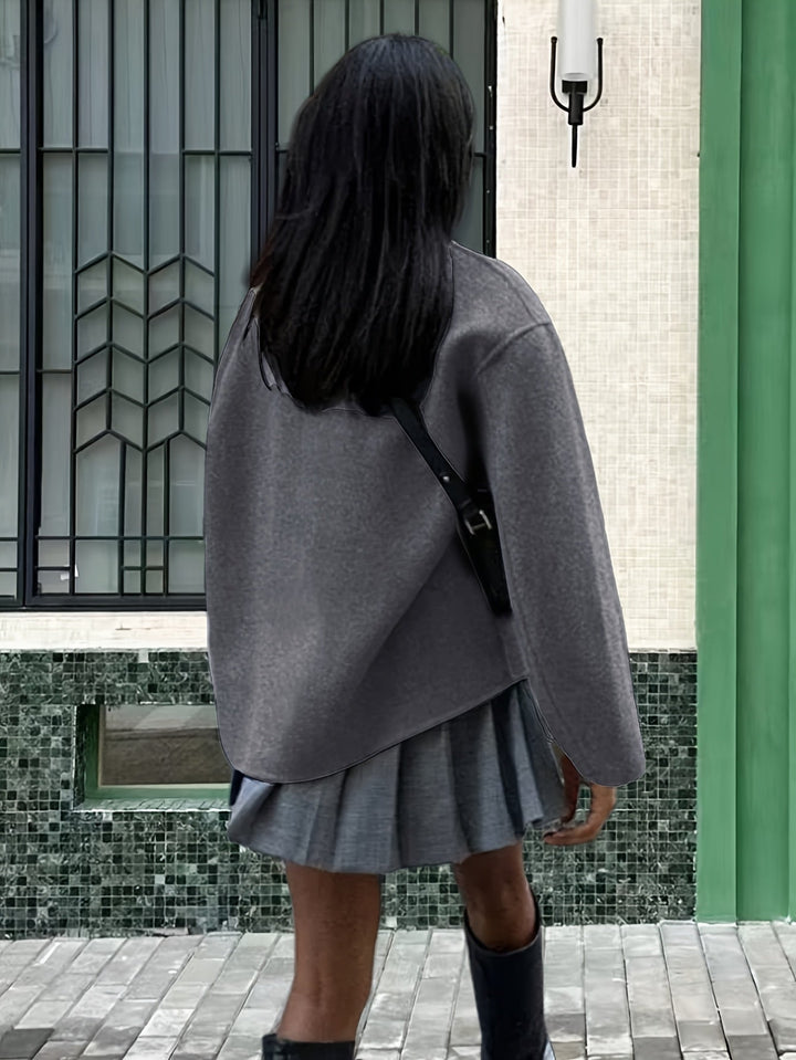 Emma | Caban chic court oversize en laine à double boutonnage pour femme