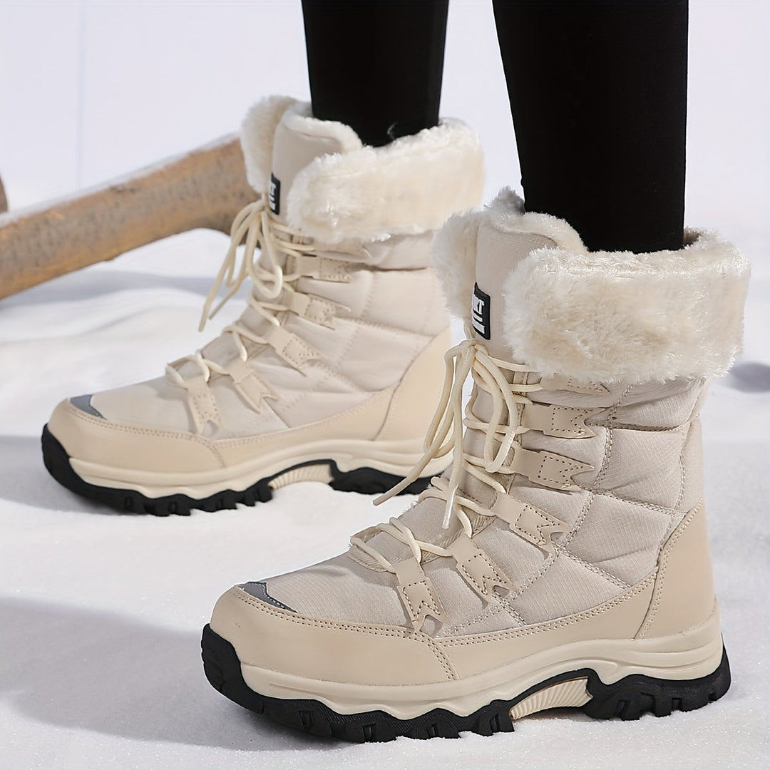 Ornella | Bottes de neige élégantes fourrées montantes beiges pour femme