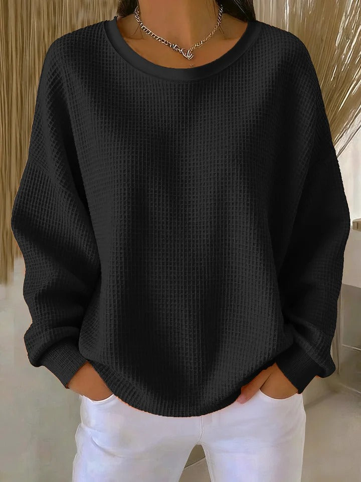 Sophie | Pull élégant en maille gaufrée à col rond pour femmes