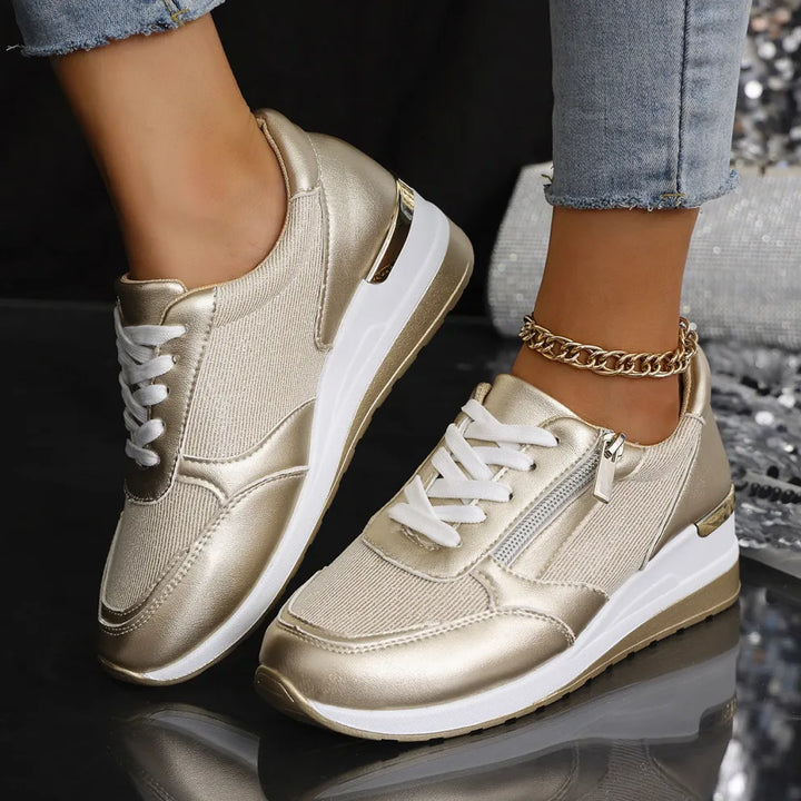Estelle | Baskets élégantes à plateforme avec fermeture éclair latérale et lacets pour femme