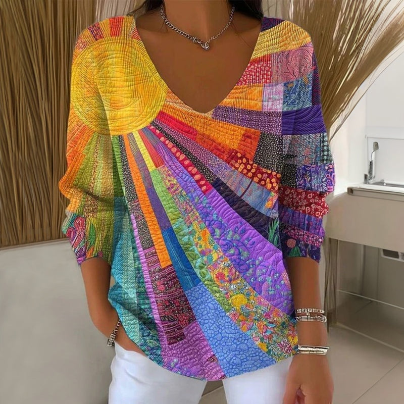 Lucie | Pull imprimé chic col v pour femmes