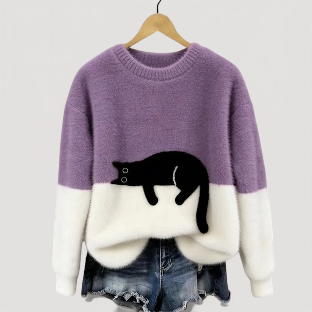 Amélie | Pull élégant oversize en maille à col rond pour femme