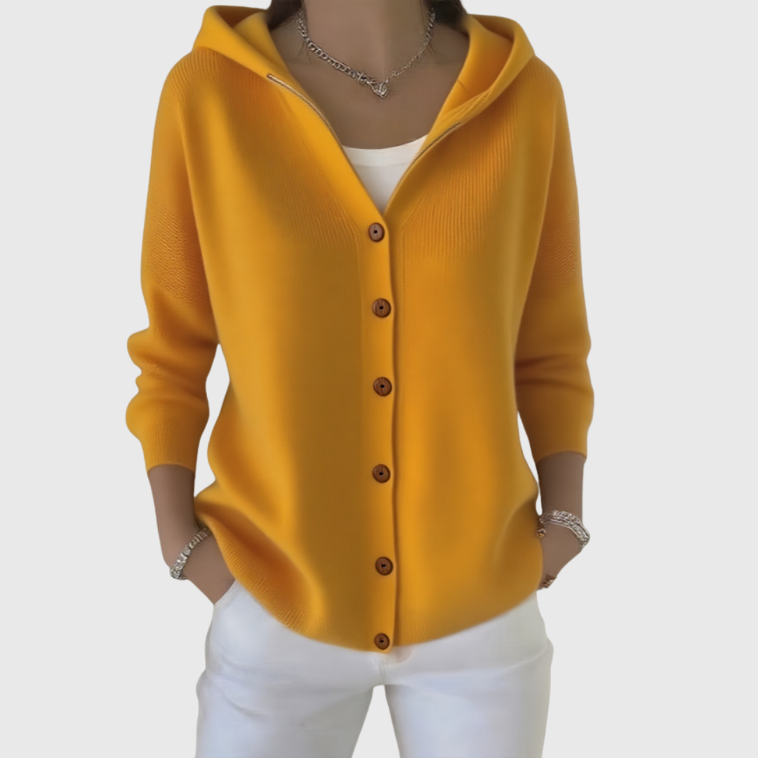 Jessica | Cardigan chic à capuche et boutons pour femme
