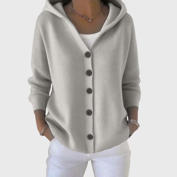 Jessica | Cardigan chic à capuche et boutons pour femme