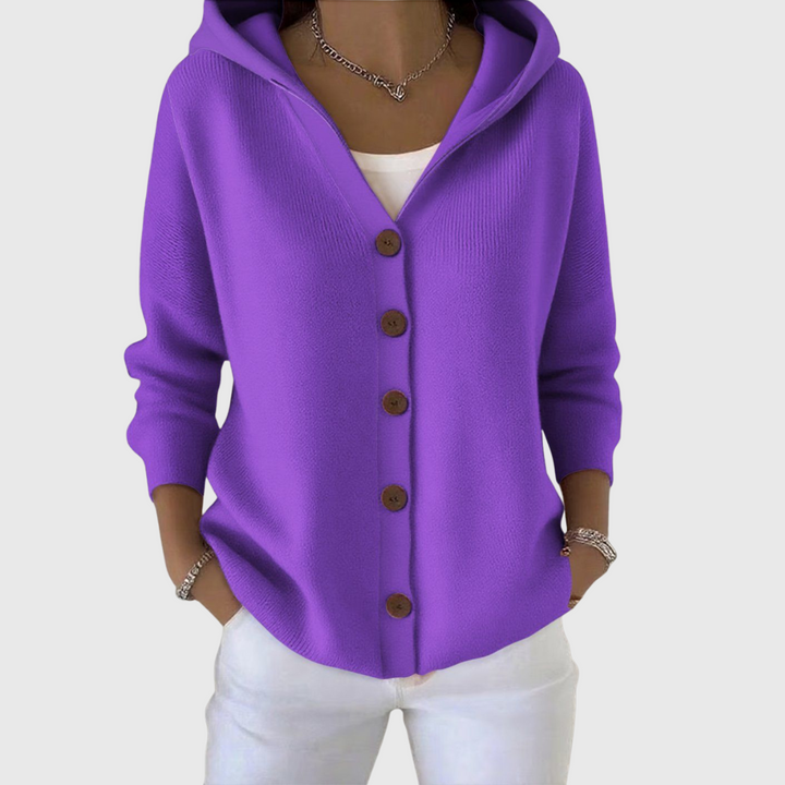Jessica | Cardigan chic à capuche et boutons pour femme