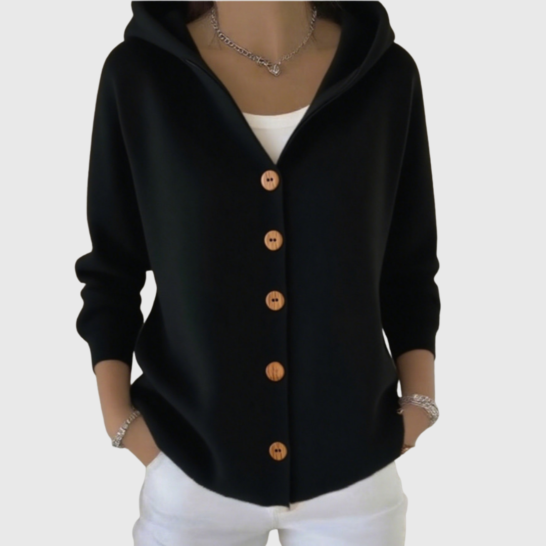 Jessica | Cardigan chic à capuche et boutons pour femme