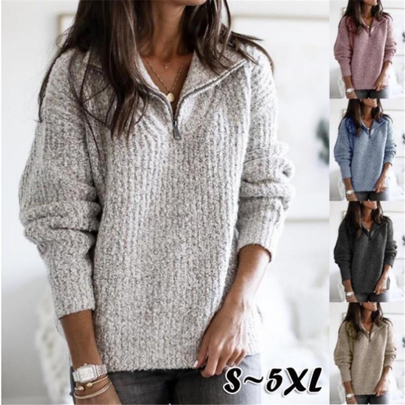 Josette | Pull chic demi-zippé à col montant en maille pour femme