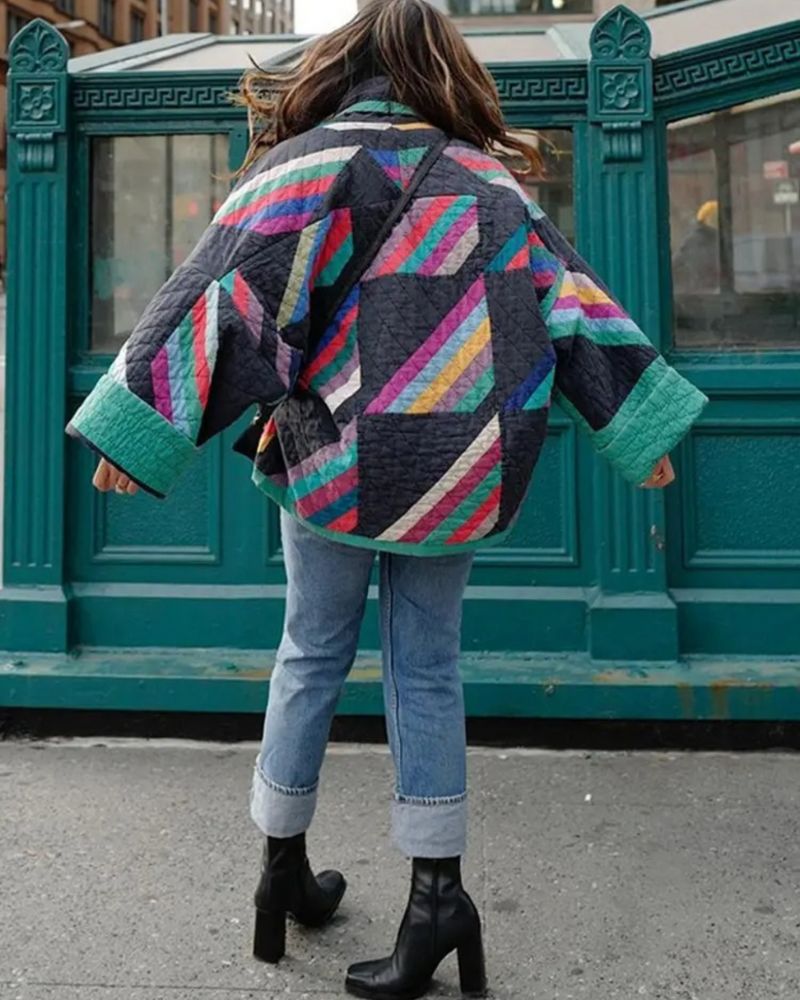Hélia | Veste chic matelassée à imprimé géométrique pour femme