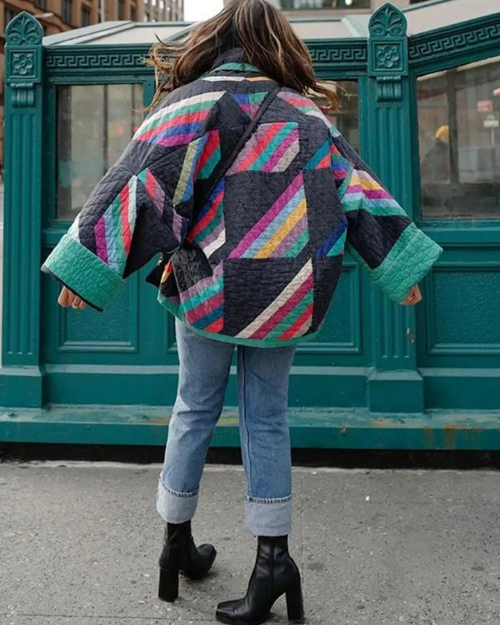 Hélia | Veste chic matelassée à imprimé géométrique pour femme