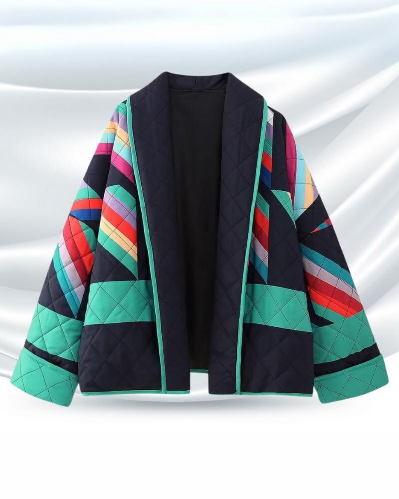 Hélia | Veste chic matelassée à imprimé géométrique pour femme