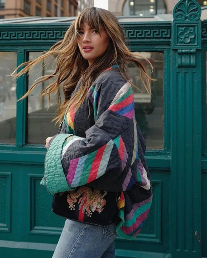 Hélia | Veste chic matelassée à imprimé géométrique pour femme