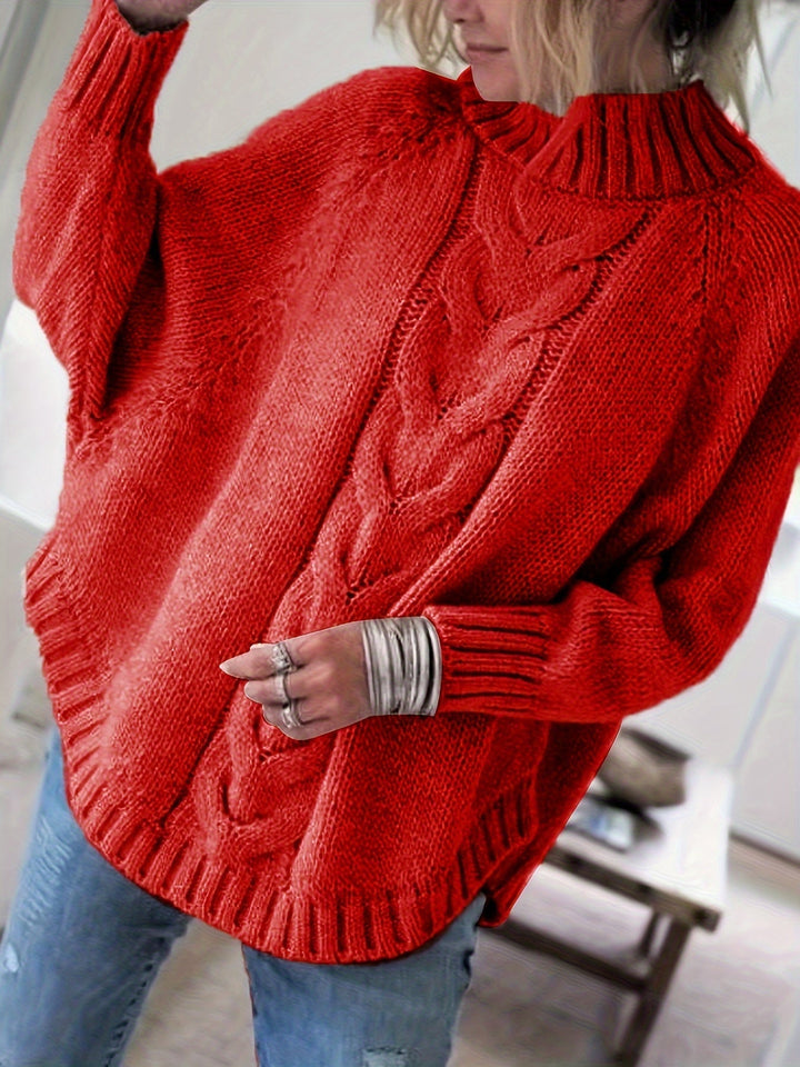 Claire | Pull élégant torsadé à col montant pour femme