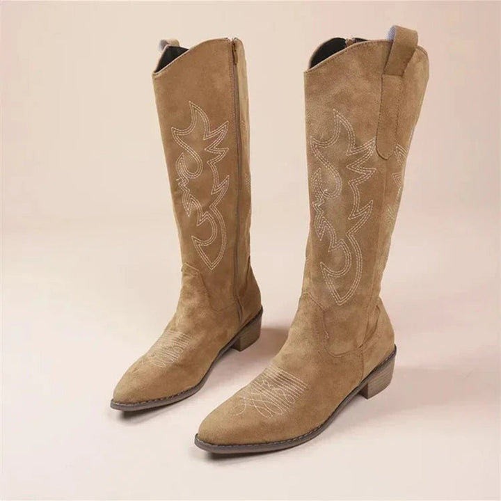 Cassandre | Bottes élégantes western brodées à bout pointu à talon pour femme
