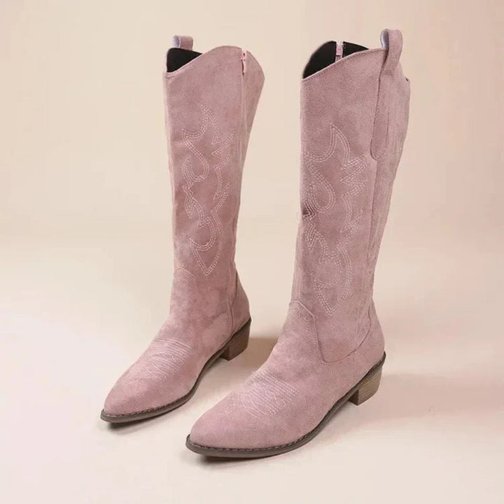 Cassandre | Bottes élégantes western brodées à bout pointu à talon pour femme