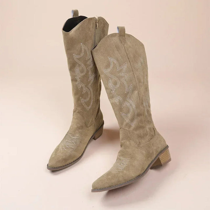 Cassandre | Bottes élégantes western brodées à bout pointu à talon pour femme