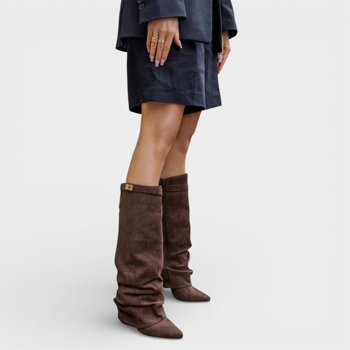 Angélique | Bottes chic à bout pointu froncées et boucle latérale pour femme
