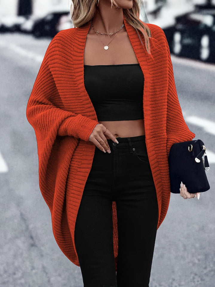 Élise | Gilet long chic oversize en grosse maille pour femme