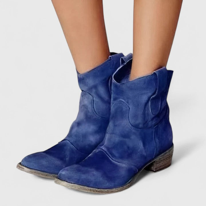 Émy | Bottes élégantes cowboy et daim à talon bloc pour femme