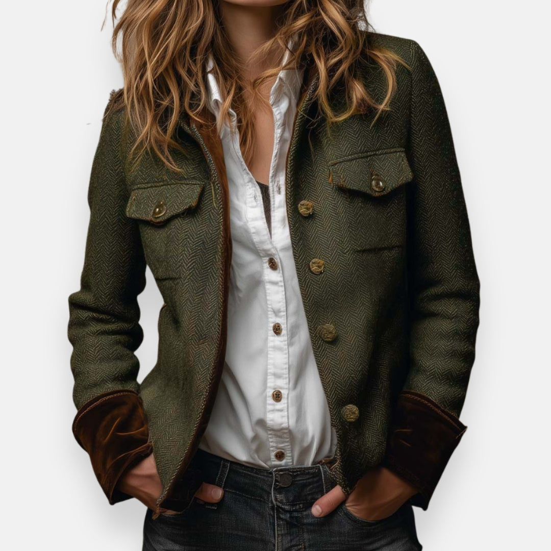 Aliénor | Veste chic en tweed à chevrons pour femmes