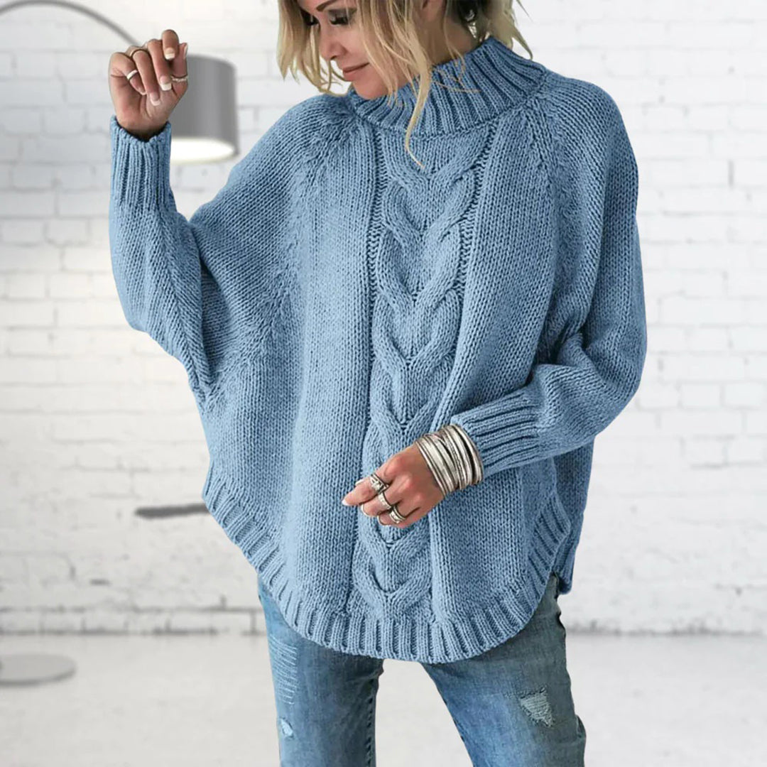 Diane | Pull élégant oversize en maille torsadée à col montant pour femme
