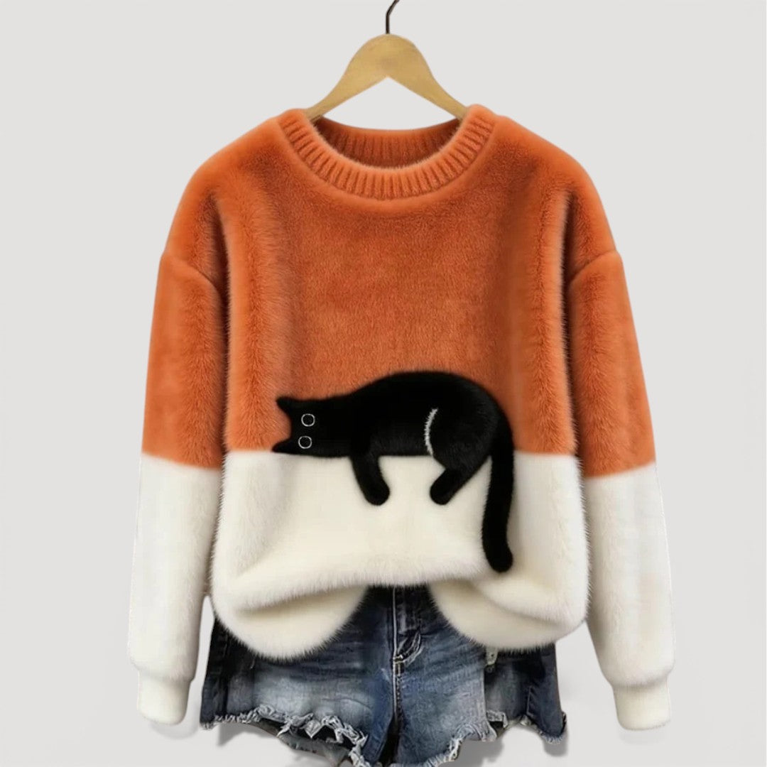 Amélie | Pull élégant oversize en maille à col rond pour femme