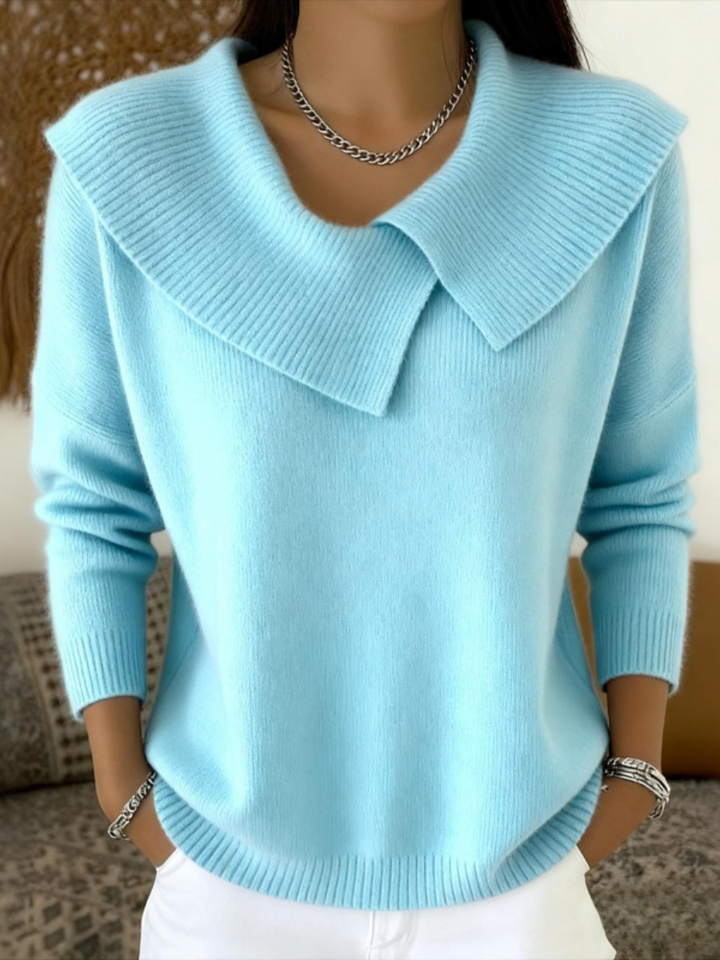 Céline | Pull élégant en maille à grand col rabattu pour femme
