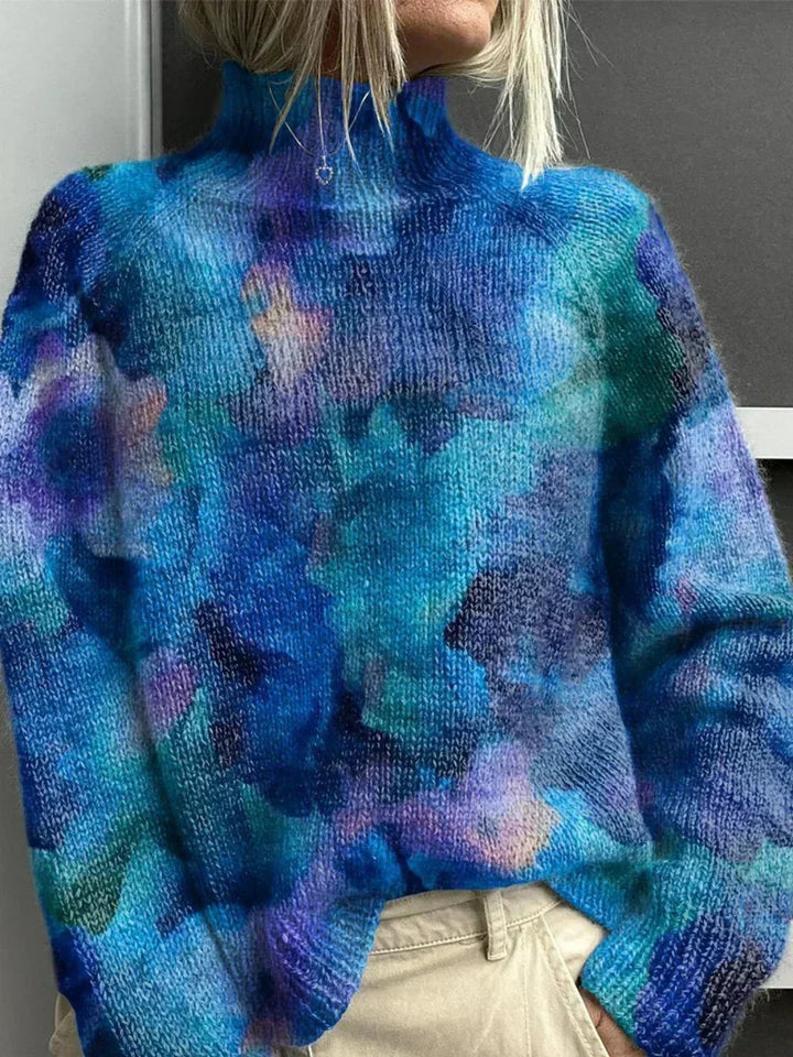 Armande | Pull élégant col roulé côtelé brodé pour femme