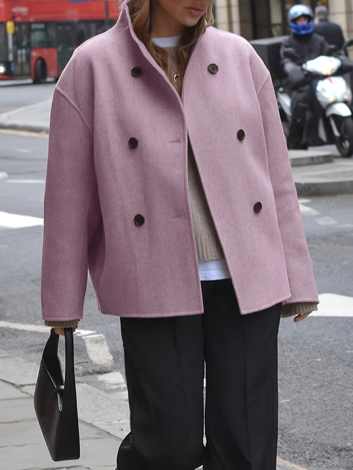 Emma | Caban chic court oversize en laine à double boutonnage pour femme