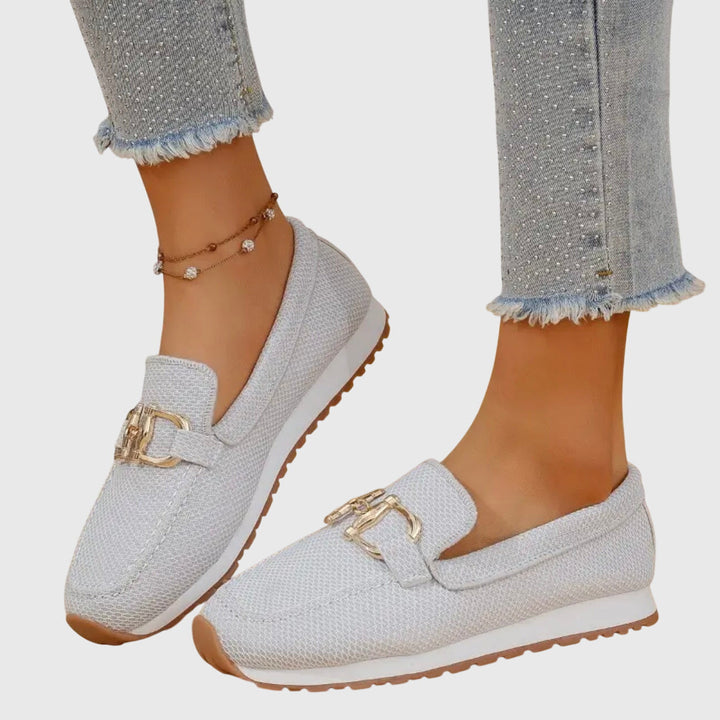 Lisette | Mocassins élégants en maille respirante à détail doré et semelle amortissante pour femme