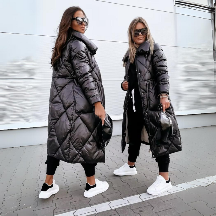 Aline | Veste élégante matelassée longue à col montant pour femme