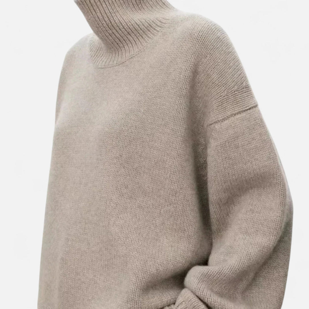 Josiane | Pull élégant côtelé en laine col roulé pour femme