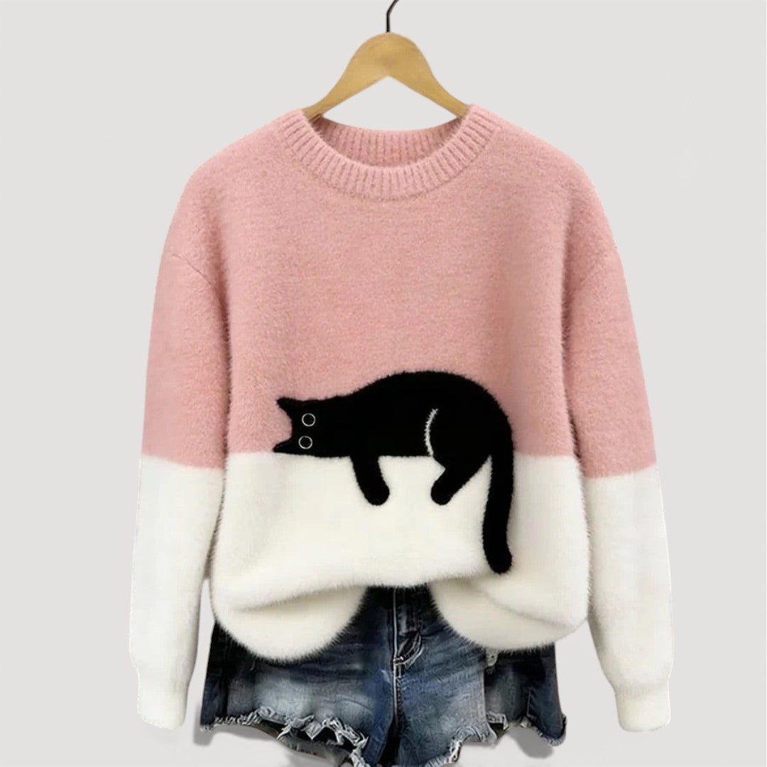 Amélie | Pull élégant oversize en maille à col rond pour femme