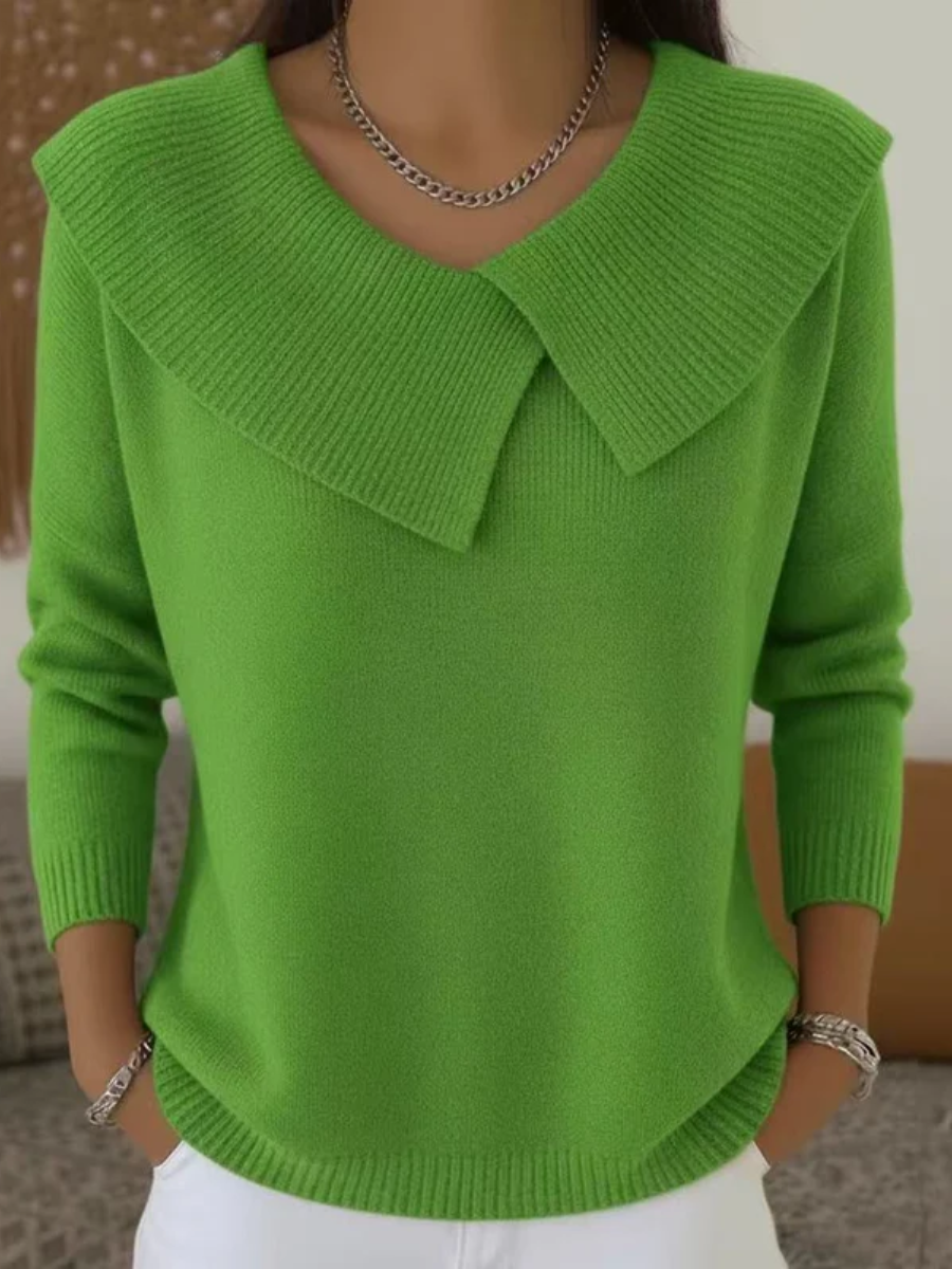 Céline | Pull élégant en maille à grand col rabattu pour femme