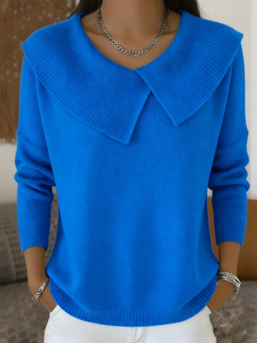 Céline | Pull élégant en maille à grand col rabattu pour femme