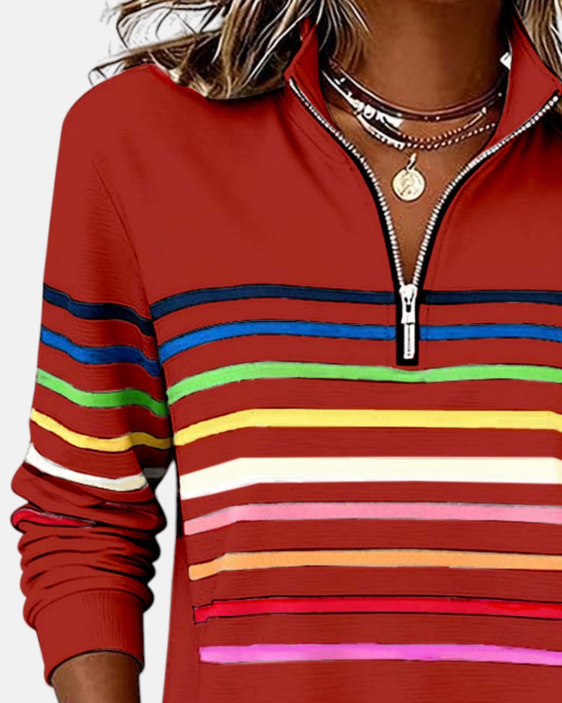 Victoire | Pull rayé à fermeture éclair pour femmes
