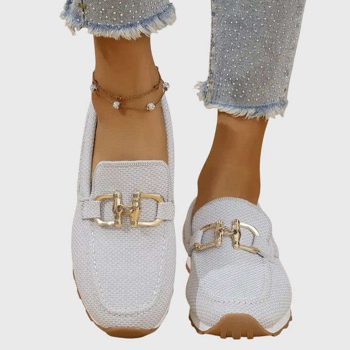 Lisette | Mocassins élégants en maille respirante à détail doré et semelle amortissante pour femme