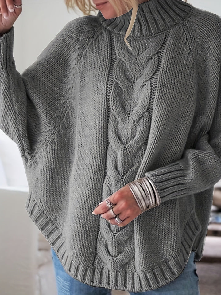 Claire | Pull élégant torsadé à col montant pour femme