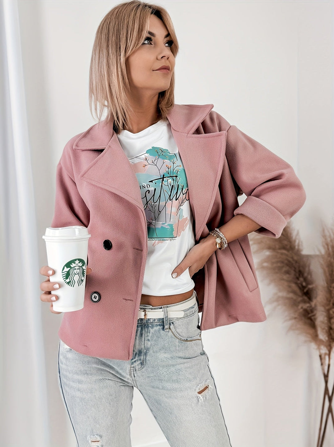 Paloma | Caban chic court oversize à double boutonnage pour femme