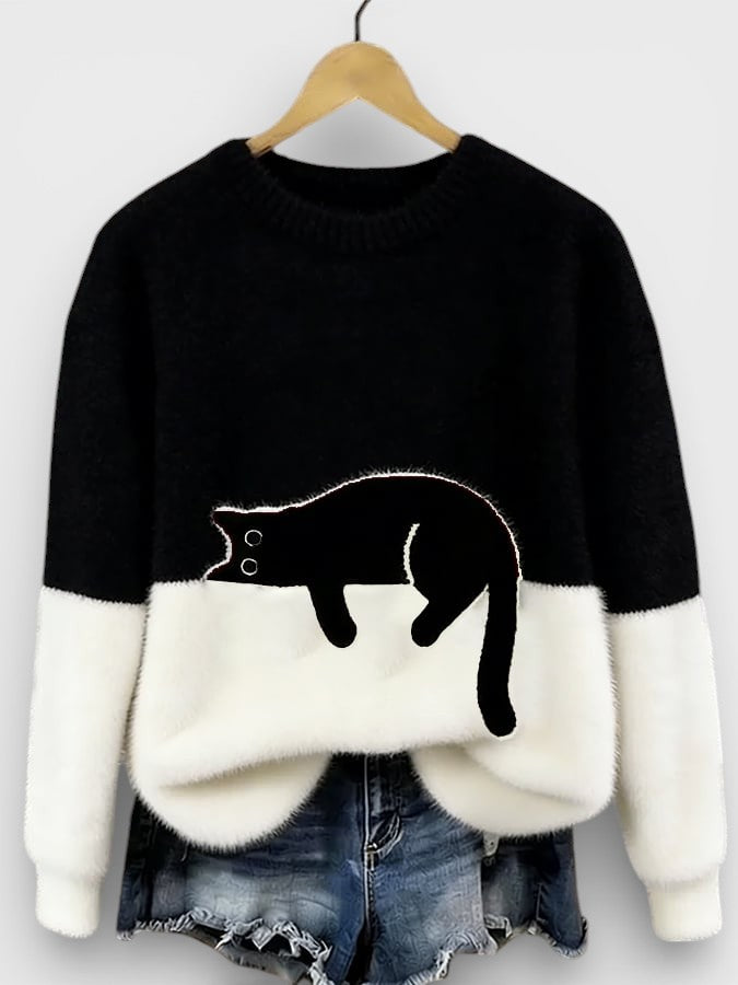 Camélia | Pull imprimé félin chic pour femmes