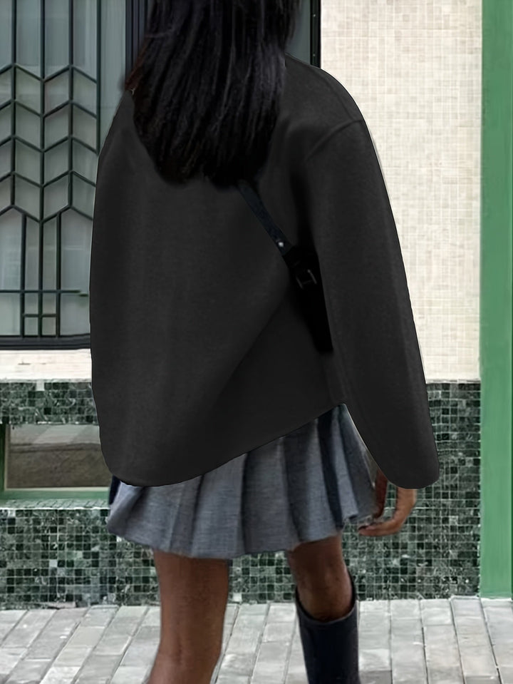 Emma | Caban chic court oversize en laine à double boutonnage pour femme