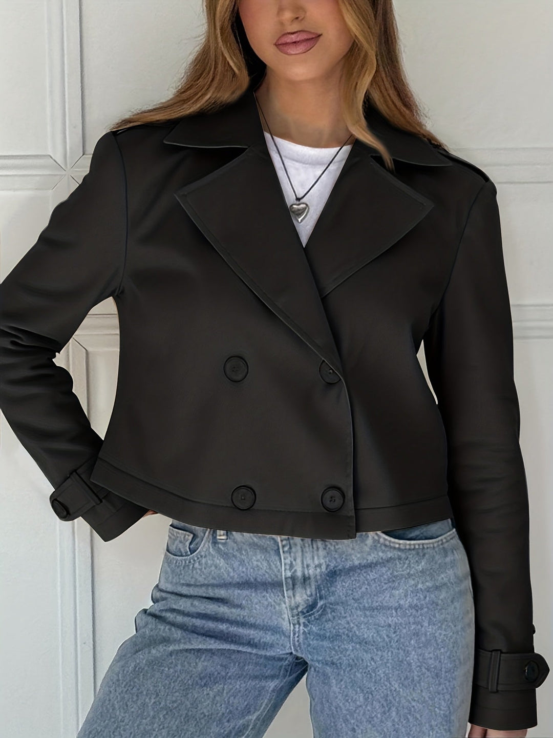 Laurie | Manteau caban court chic marron pour femme