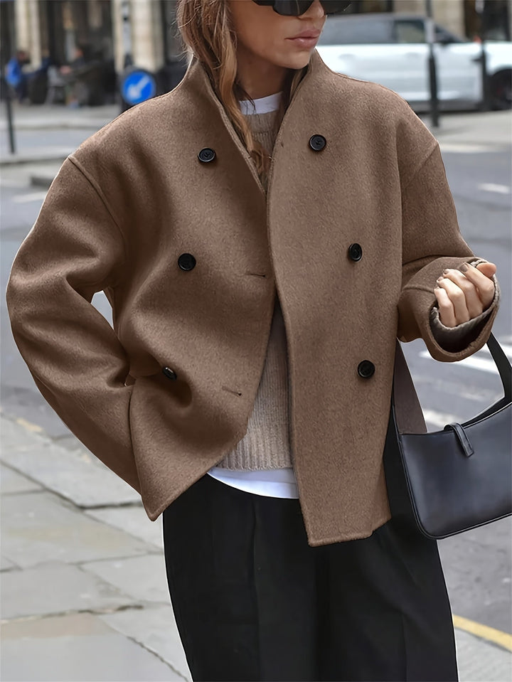 Maylis | Manteau caban long camel chic en laine pour femme