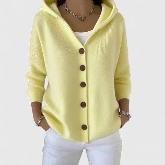 Jessica | Cardigan chic à capuche et boutons pour femme