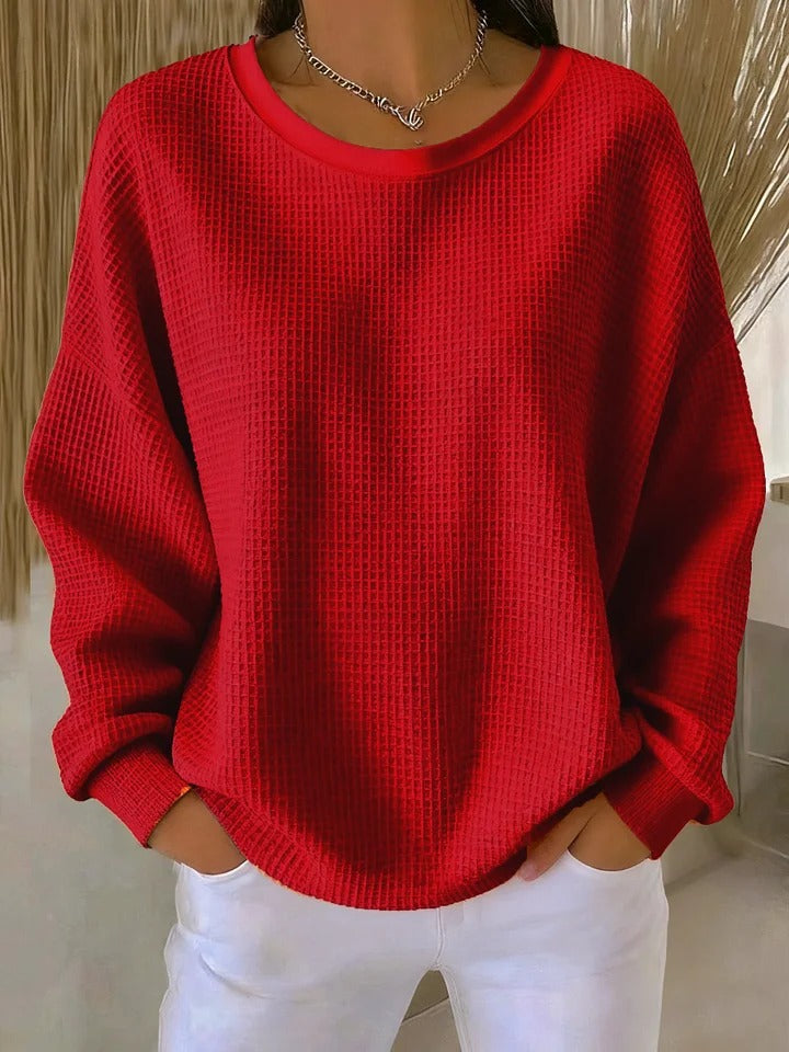 Sophie | Pull élégant en maille gaufrée à col rond pour femmes