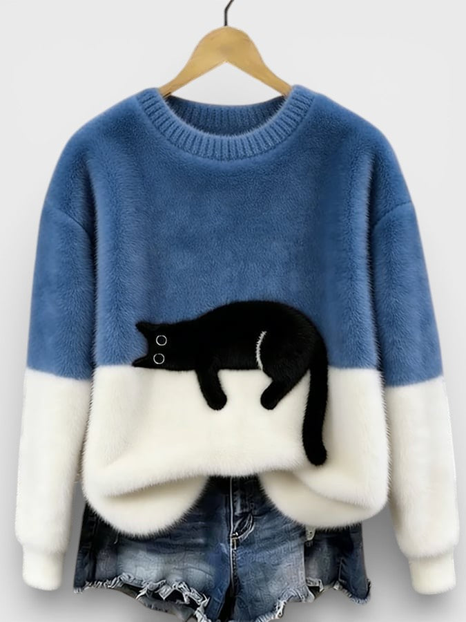 Camélia | Pull imprimé félin chic pour femmes