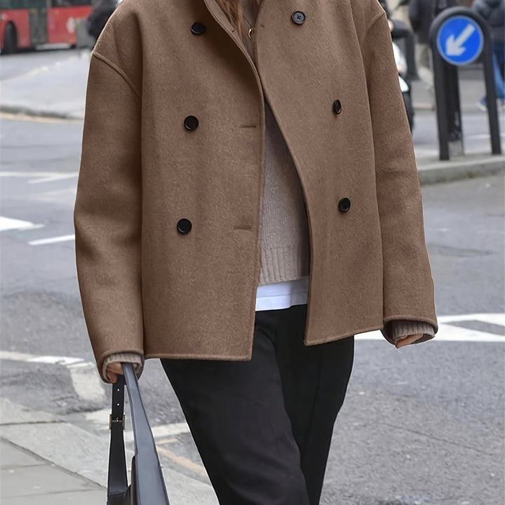 Maylis | Manteau caban long camel chic en laine pour femme